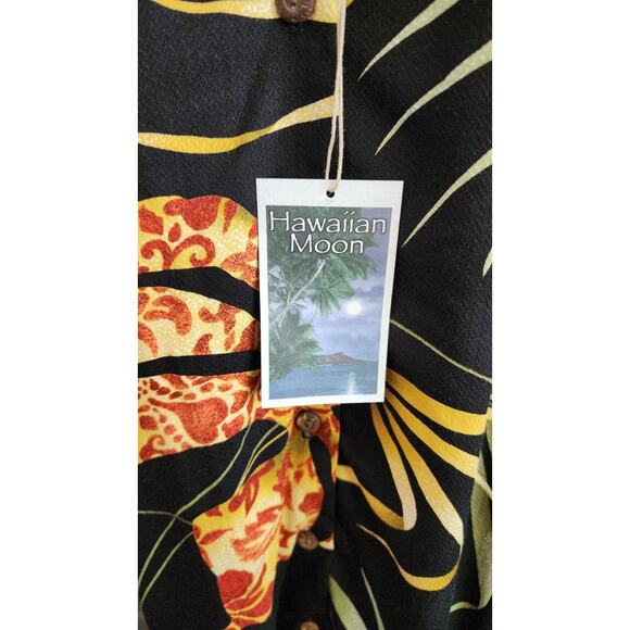 VINTAGE Hawaiian Moon Muumuu 4XL Tropical Palm Button front Maxi Dress 55"L - Picture 5 of 9